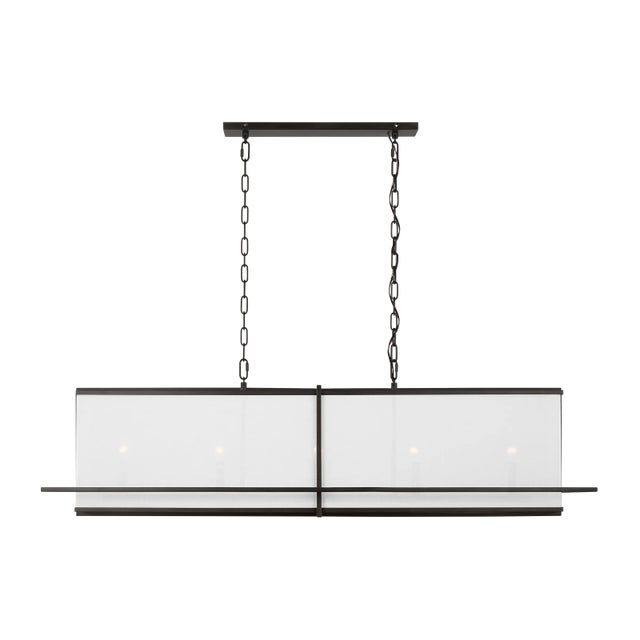 2020s Thom Filicia by Visual Comfort Studio Dresden 5-Light Large Linear Chandelier in Aged Iron For Sale - Image 5 of 5