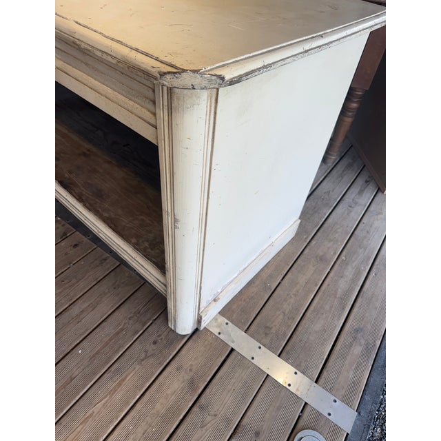 Vintage Shop Counter in White Wood, 1930s, in Worn conditions. Designed 1920 to 1949