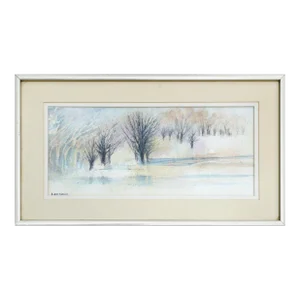 "Icy Pond" Winter Watercolor Landscape by Grace Eichholz