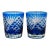Exquisite Hungarian Cut Crystal Old Fashioned Glasses - Cobalt Blue Cut-to-Clear (Pair) For Sale