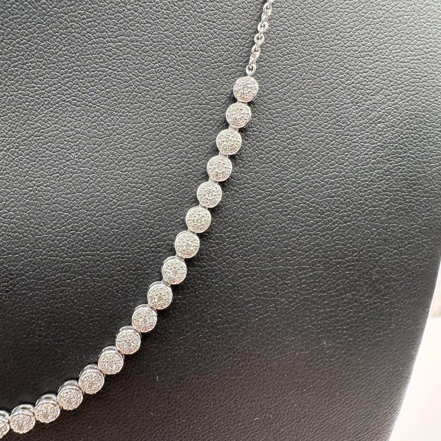 Contemporary Natural Diamond Cluster Necklace in 10kt White Gold – 1ctw Diamonds, 16-17", New For Sale - Image 3 of 8