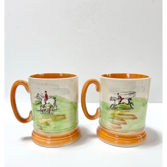 Vintage Hunting Scene Mugs English Fox Hunt Tankards, Equestrian Horse Decor - Arthur Wood England - Set of 2 For Sale In Louisville - Image 6 of 10