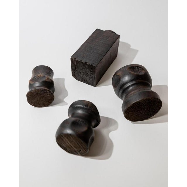 Black Mid-Century Brutalist Sculptural Hand-Carved Wood Candleholders, 1960s, Set of 4 For Sale - Image 8 of 15