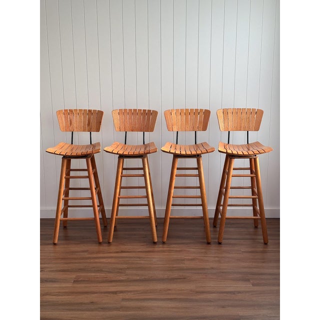 Mid Century Modern Bar Stools Attributed to Arthur Umanoff, Set of 4 For Sale - Image 16 of 16