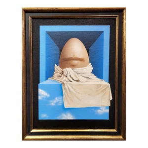 Charley Brown -Egg Lips Wrapped in the Sky-Surrealist Oil Painting