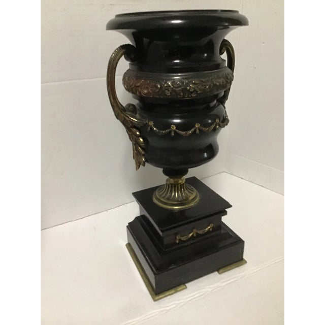 French 19th Century French Louis Philippe Style Bronze & Black Marble Urn Vessel For Sale - Image 3 of 8