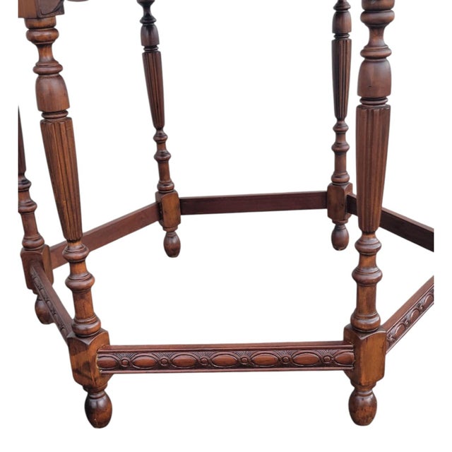 Wood 1940s Vintage American Cherry Center Table Carved Traditional For Sale - Image 7 of 17