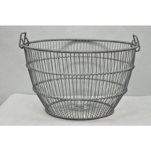 Vintage Industrial Modern Large 24" Metal Wire Oyster Clam Throw Blanket Basket For Sale - Image 15 of 16