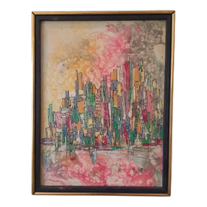 Nyc New York Abstract Painting City Skyline Modern Art