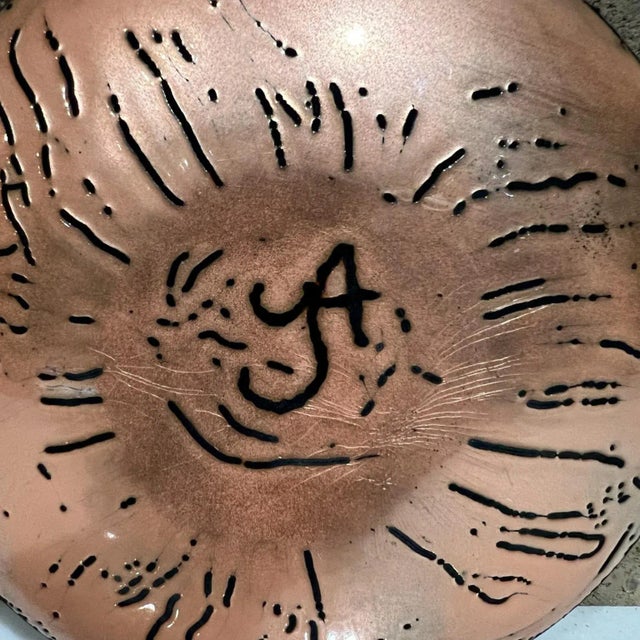 1960s Modernist Abstract Copper Enamel Plate Organic Design Brown and Gold For Sale - Image 9 of 10