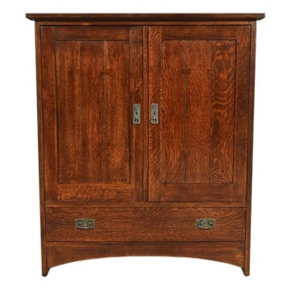 Stickley Mission Oak Arts & Crafts Media Cabinet For Sale
