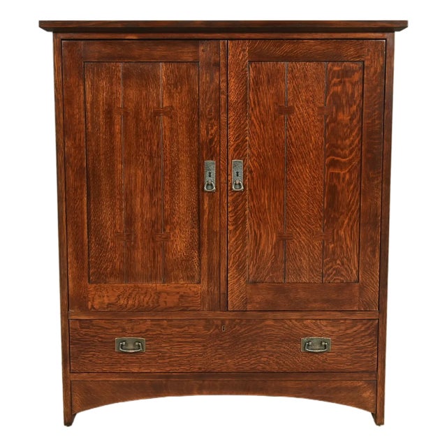 Stickley Mission Oak Arts & Crafts Media Cabinet For Sale