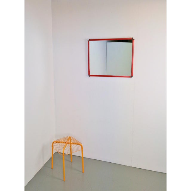 Black Italian Postmodern Red Frame Mirror, 1980s For Sale - Image 8 of 10