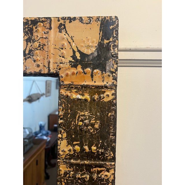 2020s Ogt Recycled Antique Ceiling Tin Tile Mirror For Sale - Image 5 of 7