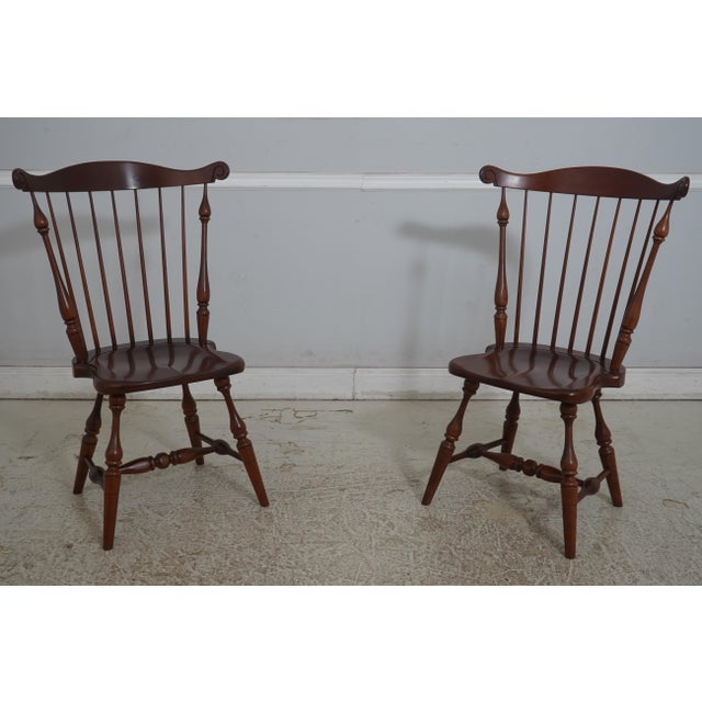 Set of 8 Frederick Duckloe Cherry Windsor Fan Back Chairs For Sale - Image 11 of 18