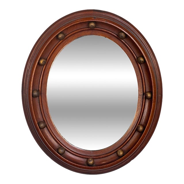 Small English Oval Wood Mirror in the Regency Style (H 13 1/4 X W 11 1/8) For Sale