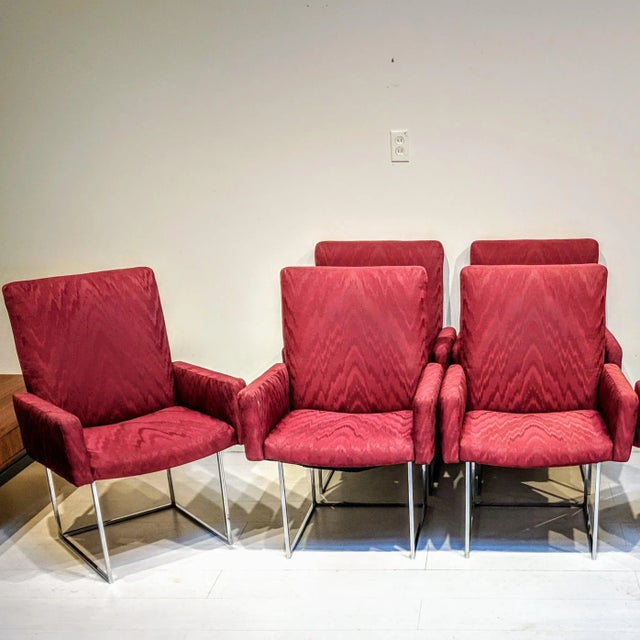 Mid-Century Modern Milo Baughman for Thayer Coggin Captain Dining Chairs - Set of 6, Burgundy, Mid-Century Modern For Sale - Image 3 of 6