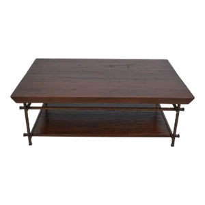 Rustic Modern Form Iron & Wood Coffee Table