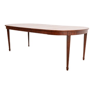 Kindel Furniture Federal Banded Mahogany Extension Dining Table, Newly Refinished For Sale