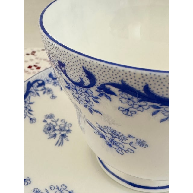 1950s Shelley Heavenly Blue Teacup and Saucer, Vintage English Blue Floral Teacup For Sale - Image 5 of 10