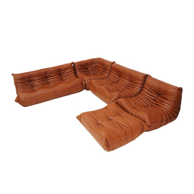 Brown Togo Living Room Set by Michel Ducaroy for Ligne Roset, Set of 5 For Sale - Image 8 of 8
