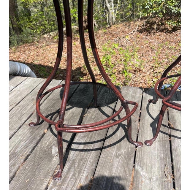 Charleston Forge Patinated Wrought Iron Swivel Counter Bar Stools, Set of 3 For Sale - Image 10 of 12