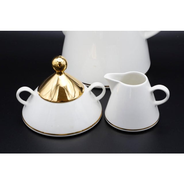 Arabia 1980s Postmodern Harlekin Gold Arabia Finland Coffee, Sugar Bowl & Creamer For Sale - Image 4 of 6