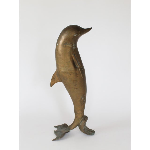 Mid 20th Century Vintage 1970's Brass Dolphin Sculpture For Sale - Image 5 of 11