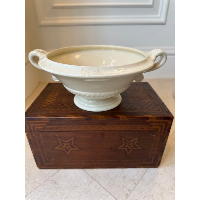 Art Deco Vintage Art Deco Sarreguemines France Porcelain Bowl, Footed With Handles For Sale - Image 3 of 16