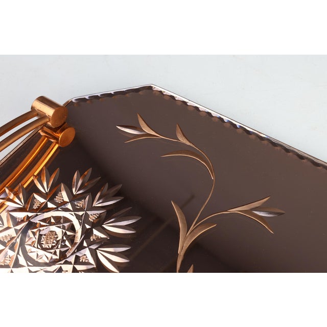 Art Deco Mirrored Glass and Copper Tray, Belgium, 1920s For Sale - Image 10 of 13