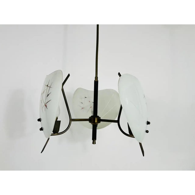 1950s Italian Midcentury Brass and Glass 3-Arm Sputnik Chandelier, 1950s For Sale - Image 5 of 11