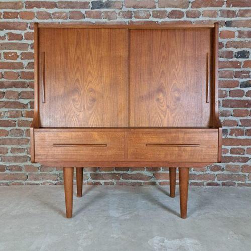 Vintage Teak Tall Sideboard / Bar Cabinet For Sale - Image 3 of 5