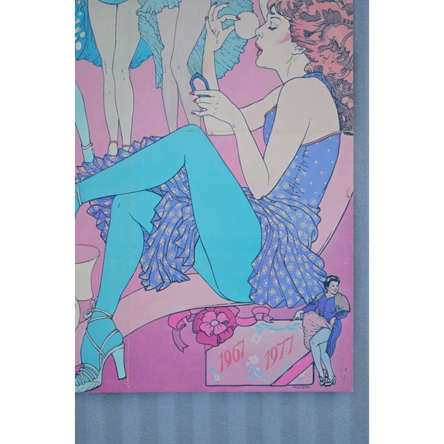 1970s 1977 Helene Majera for Dim “10 Years of Dim” French Fashion Advertising Poster For Sale - Image 5 of 8