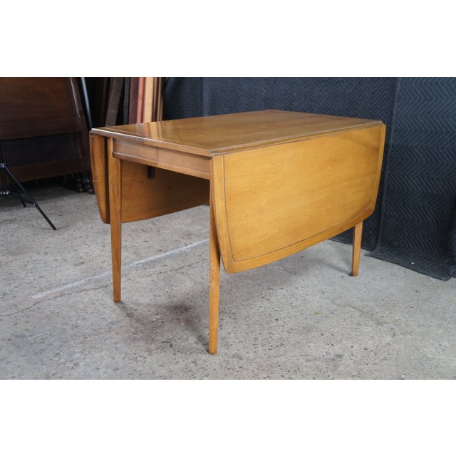 Drexel Drexel Meridian Mid Century Modern Walnut Drop Leaf Extendable Dining Table 95" For Sale - Image 4 of 13