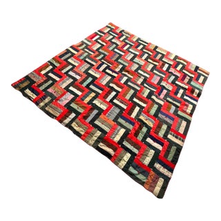 Red and Blue Crazy Quilt For Sale