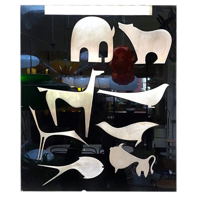Italian Black Acrylic Glass Decorative Panel with Animal by Lino Sabattini, 1980s For Sale