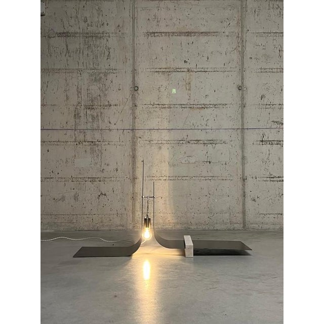 White Collision 2.1 Floor Lamp in Iron & Travertine by D´ARK Atelier For Sale - Image 8 of 17