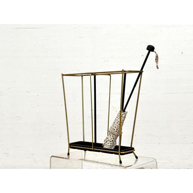Mid-Century Umbrella Stand in Brass and Black Metal, 1960s For Sale - Image 15 of 17