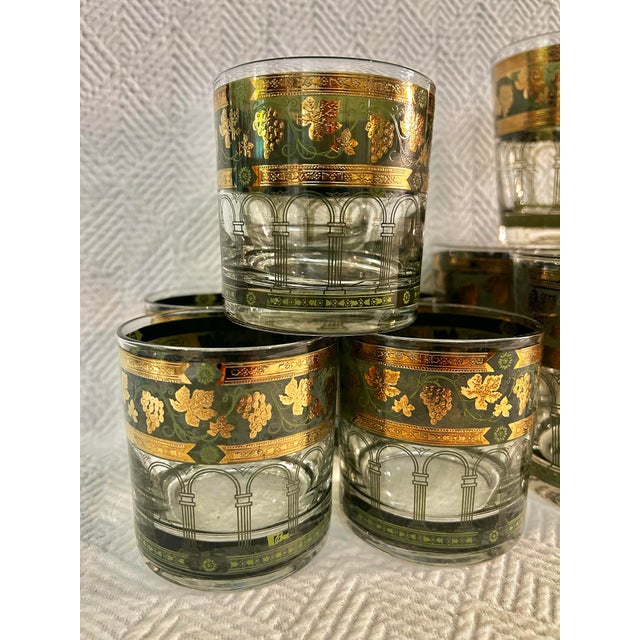 1960s Mid 30th Century Cera “Golden Grapes Green” Cocktail Glassware - Set of 12 For Sale - Image 5 of 8