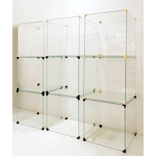 Blue Vintage Modular Glass Cube Shelving Unit, 1980s, Set of 9 For Sale - Image 8 of 15