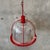 Vintage Ribbed Holophane Pendant Lamp W/ Red Metal Frame #2 - Made in Canada For Sale In Los Angeles - Image 6 of 9