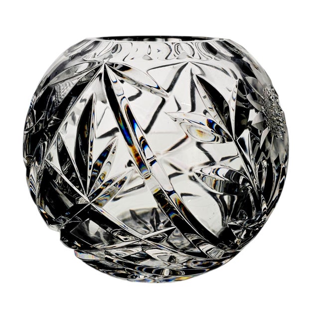 Lausitzer Margaret German Lead Crystal Rose Bowl 5" Sunflower Pattern For Sale - Image 13 of 14