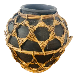 Rattan Wrapped Pottery Pot