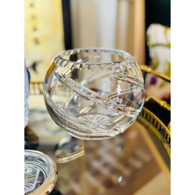 Late 20th Century Vintage Bombay Crystal Rose Bowl or Vase For Sale - Image 5 of 6