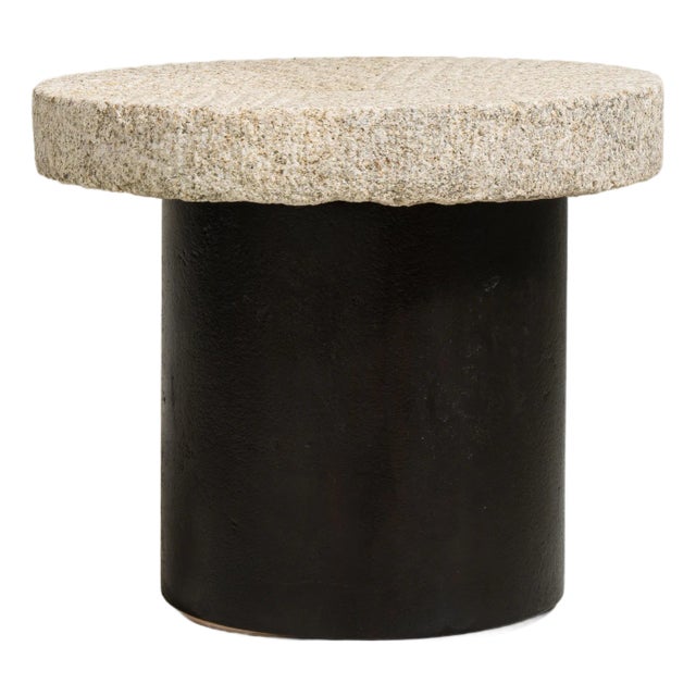 Iron Side Table with Stone Top, Antique, China, Early 20th Century For Sale