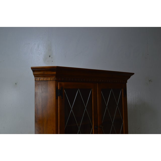 Ethan Allen Vintage Maple Leaded Glass Corner Chairish