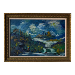 Luis Ordaz (Venezuelan, 1912–1976) Impressionists Landscape Oil Painting on Masonite, Framed