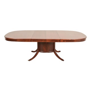 Romweber Regency Flame Mahogany Pedestal Extension Dining Table, Newly Refinished For Sale