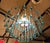 Vintage Gold Rain Chandelier with Handmade Murano Glass Blue Drop, Italy, 1960 For Sale - Image 10 of 13