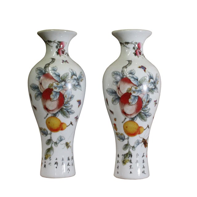 Pair Ceramic White Base Color Flower Half Round Wall Vases Chairish